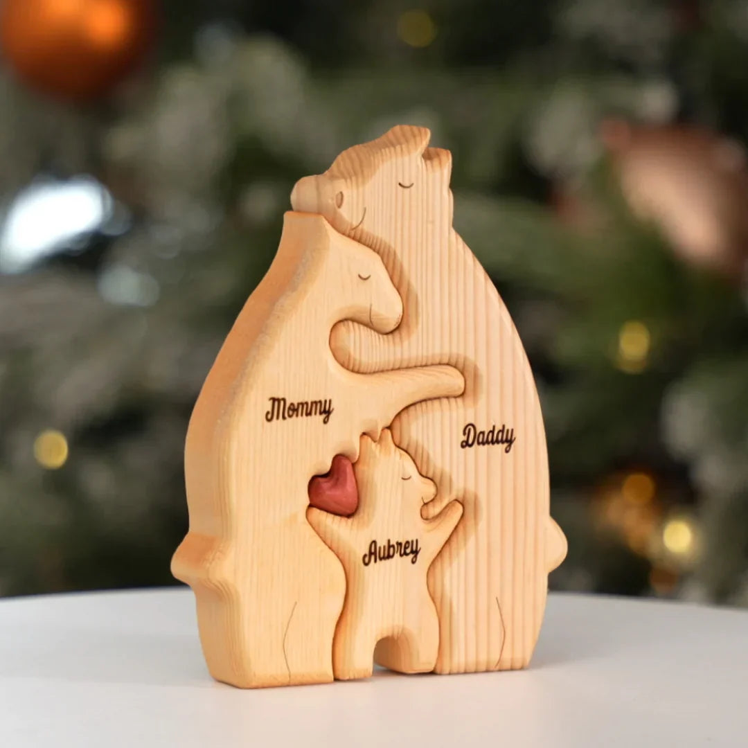 Puzzle orso familiare personalizzato in legno 
