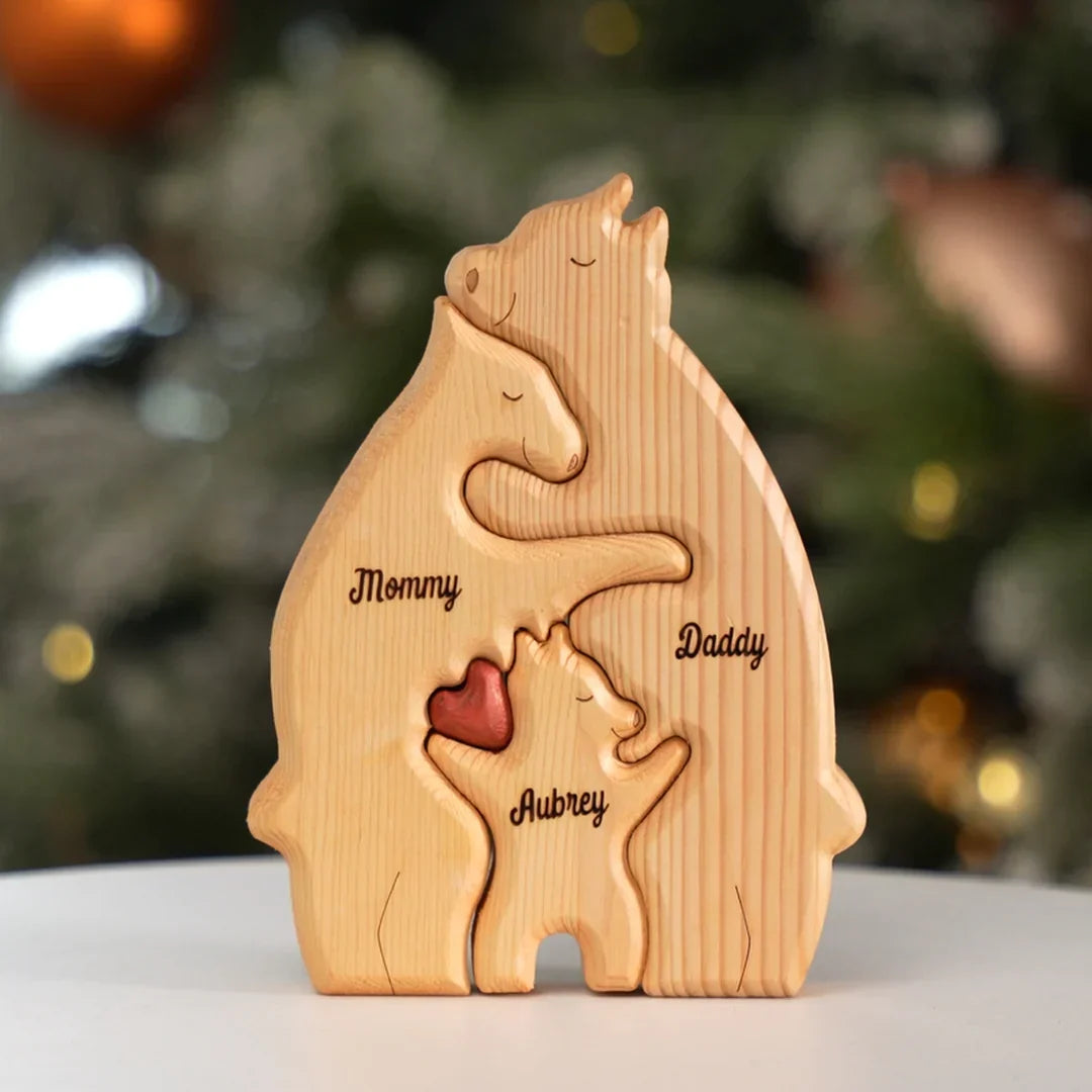 Puzzle orso familiare personalizzato in legno 