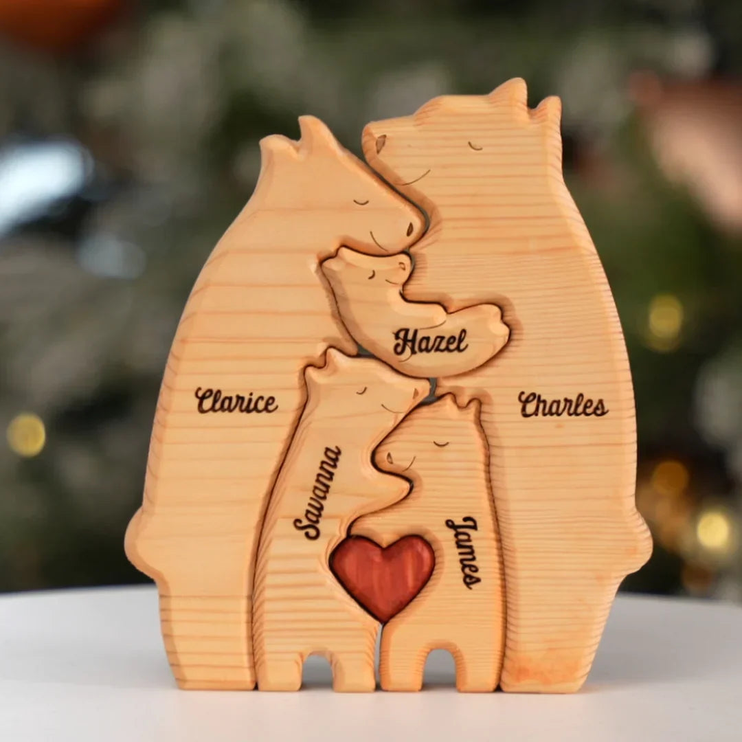 Puzzle orso familiare personalizzato in legno 