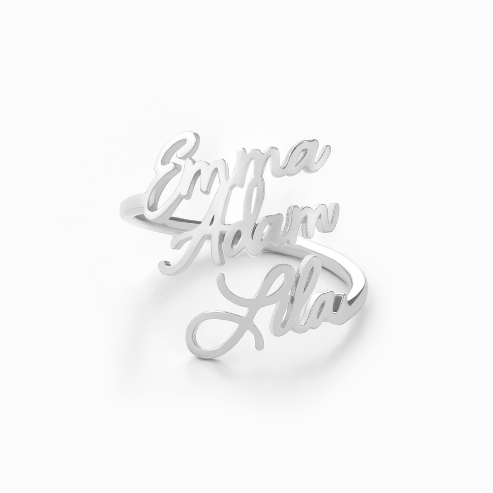 Anello personalizzato con 1 a 4 nomi incisi 