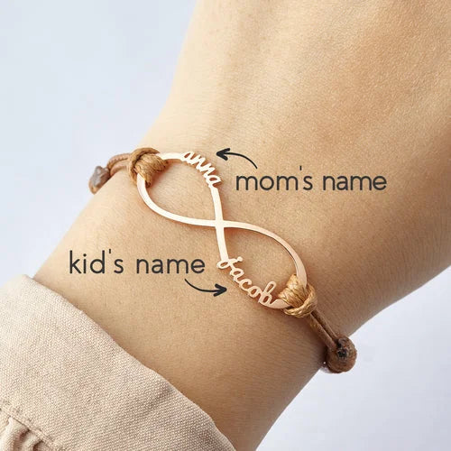 Bracelet Maman Avec Noms D'Enfants, Bracelet Infini Avec Noms, Bijou Pour Maman